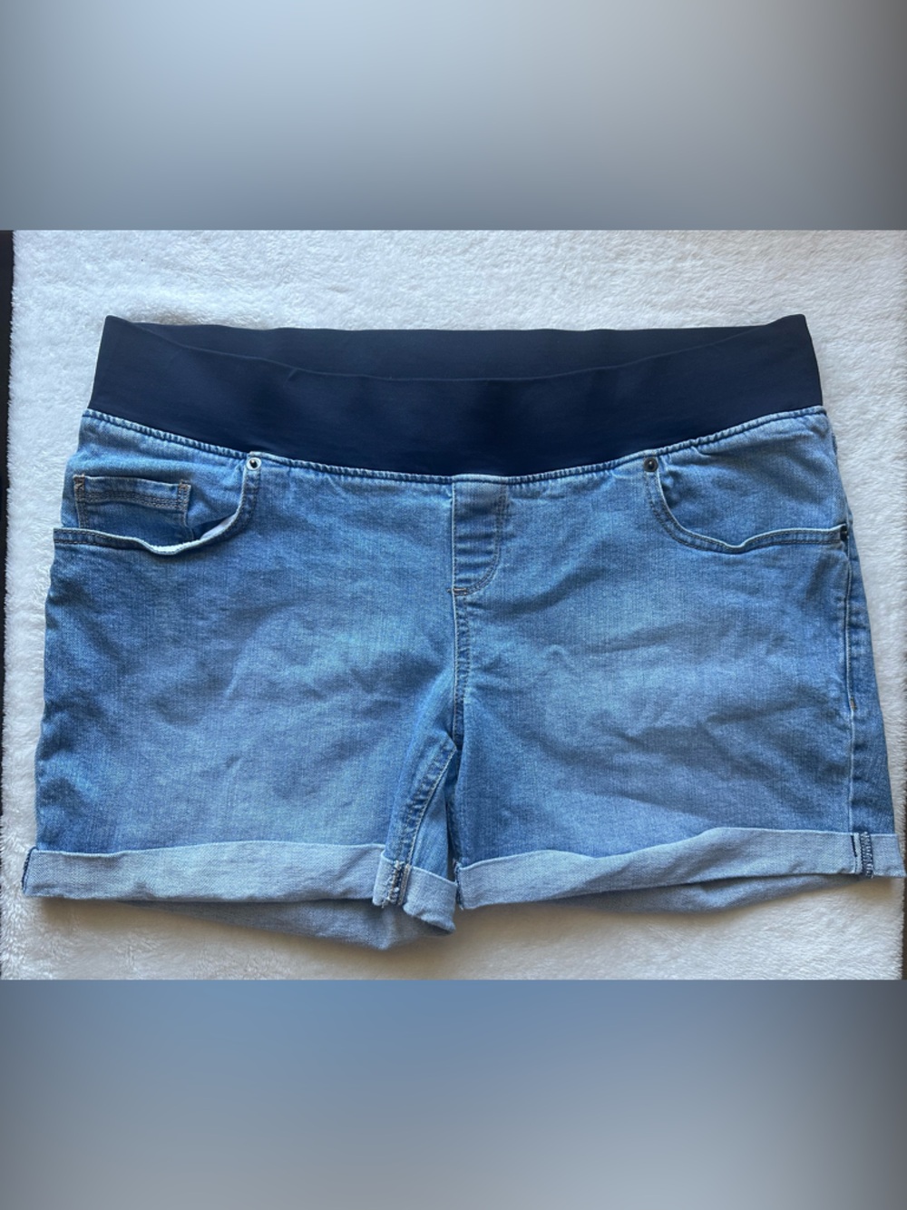 Great Expectations Blue Denim Relaxed-Fit Shorts with Black Waistband